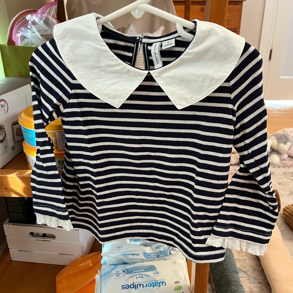 Janie and Jack Navy and White Striped Long Sleeve Shirt